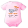 Baby Body kurz SWEET ELEFANT personalisiert mit Geburtsdaten/Name