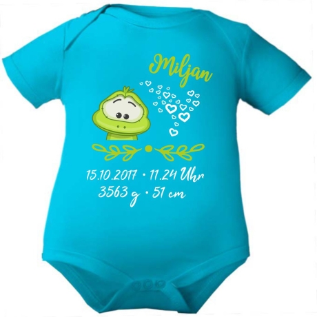 Baby Body kurz SWEET FROSCH personalisiert mit Geburtsdaten/Name