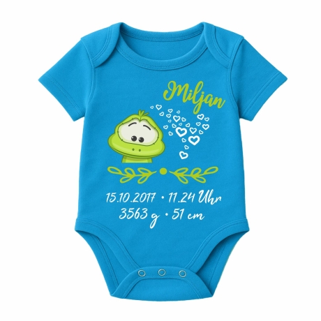 Baby Body kurz SWEET FROSCH personalisiert mit Geburtsdaten/Name