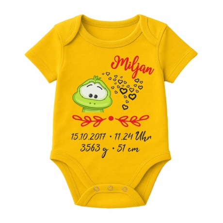 Baby Body kurz SWEET FROSCH personalisiert mit Geburtsdaten/Name