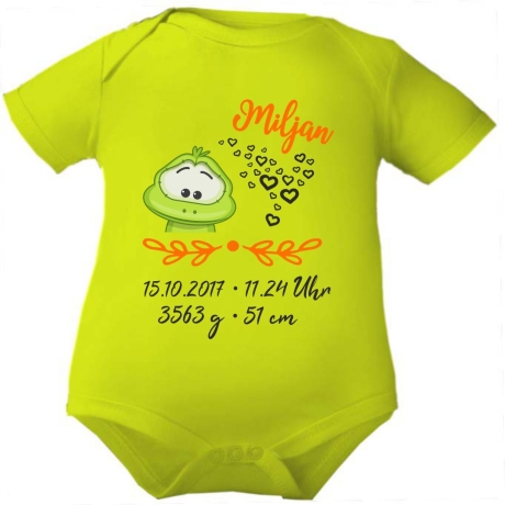 Baby Body kurz SWEET FROSCH personalisiert mit Geburtsdaten/Name