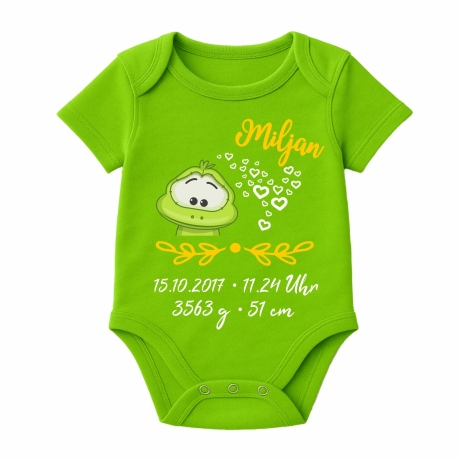 Baby Body kurz SWEET FROSCH personalisiert mit Geburtsdaten/Name