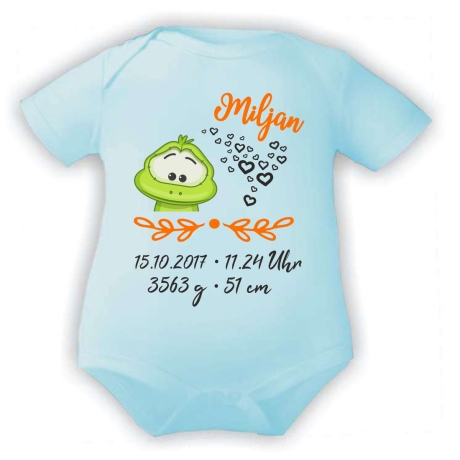 Baby Body kurz SWEET FROSCH personalisiert mit Geburtsdaten/Name