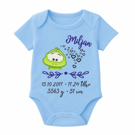 Baby Body kurz SWEET FROSCH personalisiert mit Geburtsdaten/Name