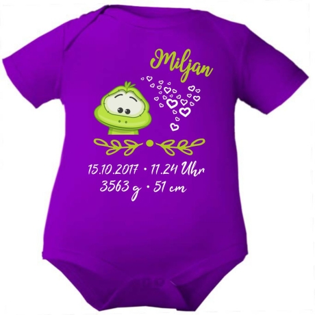Baby Body kurz SWEET FROSCH personalisiert mit Geburtsdaten/Name
