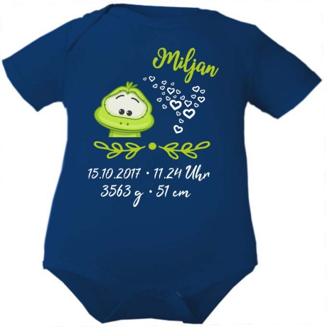 Baby Body kurz SWEET FROSCH personalisiert mit Geburtsdaten/Name
