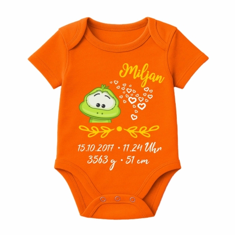Baby Body kurz SWEET FROSCH personalisiert mit Geburtsdaten/Name