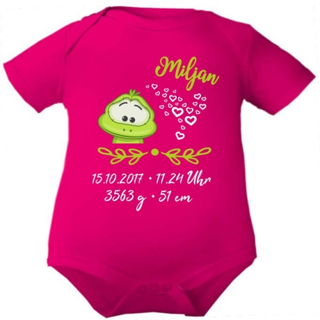 Baby Body kurz SWEET FROSCH personalisiert mit Geburtsdaten/Name
