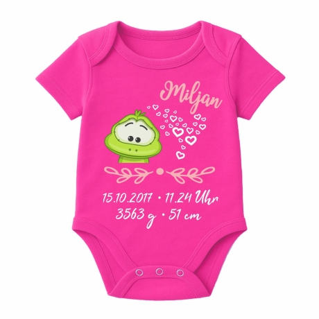 Baby Body kurz SWEET FROSCH personalisiert mit Geburtsdaten/Name