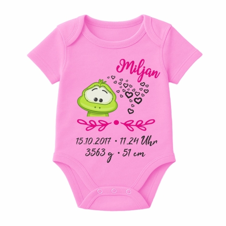 Baby Body kurz SWEET FROSCH personalisiert mit Geburtsdaten/Name