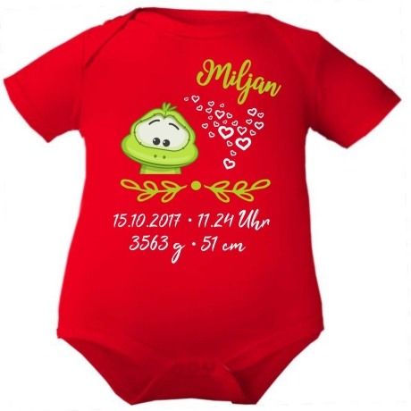 Baby Body kurz SWEET FROSCH personalisiert mit Geburtsdaten/Name