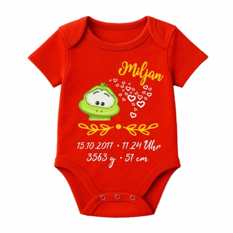 Baby Body kurz SWEET FROSCH personalisiert mit Geburtsdaten/Name