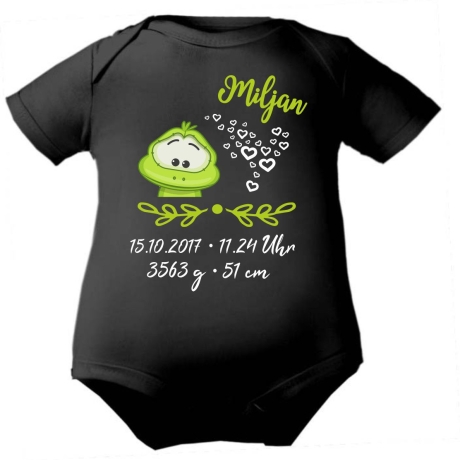 Baby Body kurz SWEET FROSCH personalisiert mit Geburtsdaten/Name