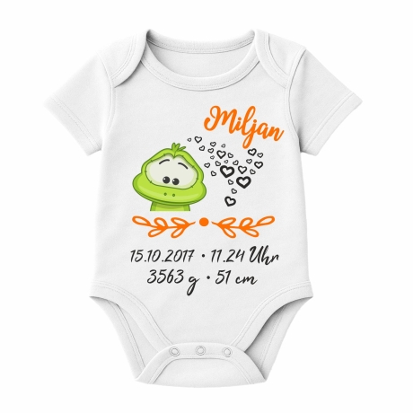 Baby Body kurz SWEET FROSCH personalisiert mit Geburtsdaten/Name