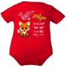 Baby Body kurz CUTE FUCHS personalisiert mit Geburtsdaten+Name