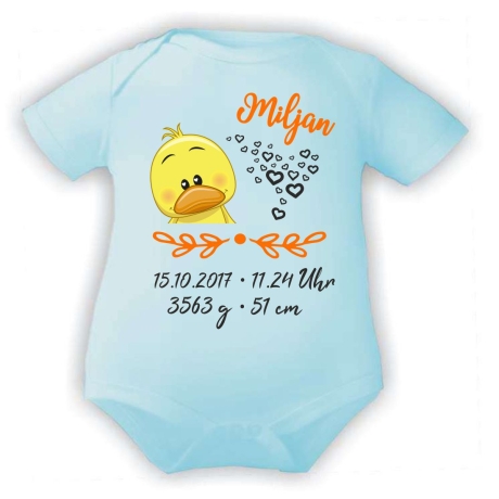 Baby Body SWEET KÜKEN personalisiert mit Geburtsdaten/Name