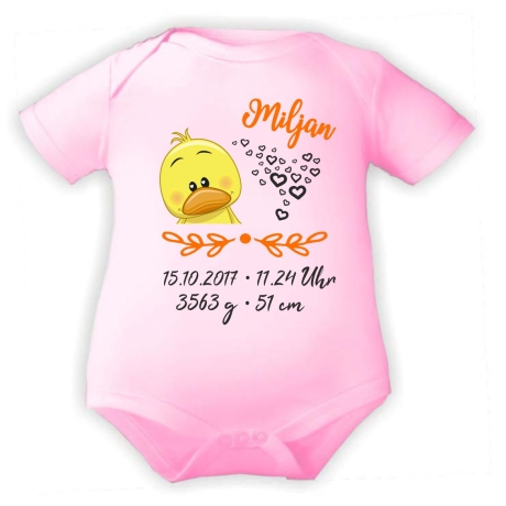 Baby Body SWEET KÜKEN personalisiert mit Geburtsdaten/Name