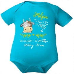 Baby Body SWEET KUH personalisiert mit Geburtsdaten/Name