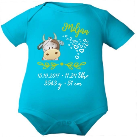 Baby Body SWEET KUH personalisiert mit Geburtsdaten/Name