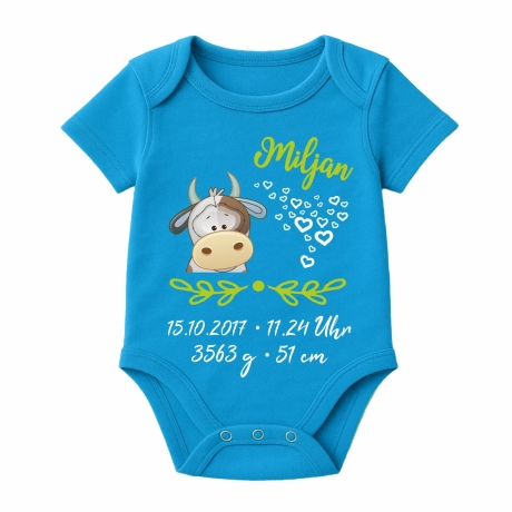 Baby Body SWEET KUH personalisiert mit Geburtsdaten/Name