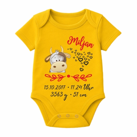 Baby Body SWEET KUH personalisiert mit Geburtsdaten/Name