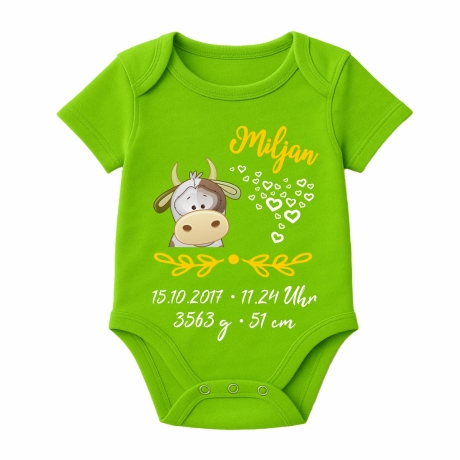 Baby Body SWEET KUH personalisiert mit Geburtsdaten/Name