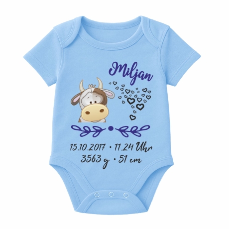 Baby Body SWEET KUH personalisiert mit Geburtsdaten/Name