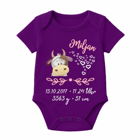 Baby Body SWEET KUH personalisiert mit Geburtsdaten/Name