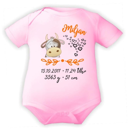 Baby Body SWEET KUH personalisiert mit Geburtsdaten/Name