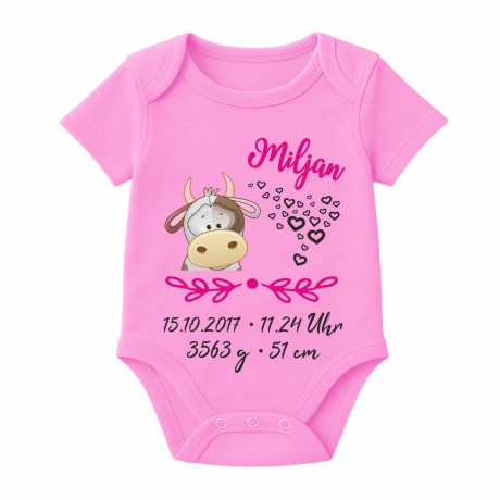 Baby Body SWEET KUH personalisiert mit Geburtsdaten/Name