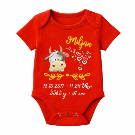Baby Body SWEET KUH personalisiert mit Geburtsdaten/Name