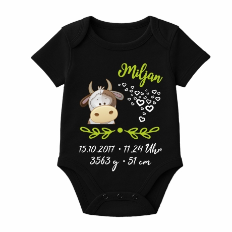 Baby Body SWEET KUH personalisiert mit Geburtsdaten/Name