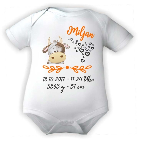 Baby Body SWEET KUH personalisiert mit Geburtsdaten/Name