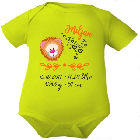Baby Body SWEET LÖWE personalisiert mit Geburtsdaten/Name