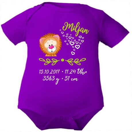 Baby Body SWEET LÖWE personalisiert mit Geburtsdaten/Name