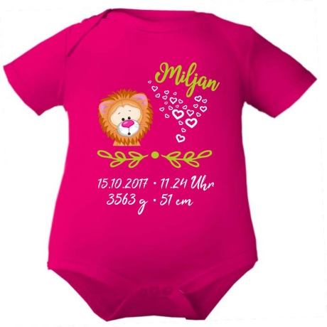 Baby Body SWEET LÖWE personalisiert mit Geburtsdaten/Name