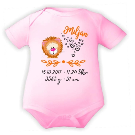 Baby Body SWEET LÖWE personalisiert mit Geburtsdaten/Name