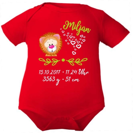 Baby Body SWEET LÖWE personalisiert mit Geburtsdaten/Name