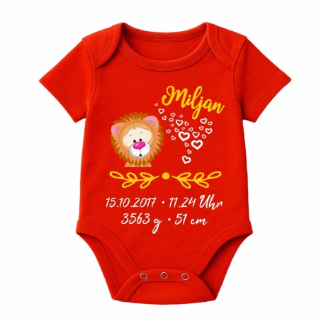 Baby Body SWEET LÖWE personalisiert mit Geburtsdaten/Name