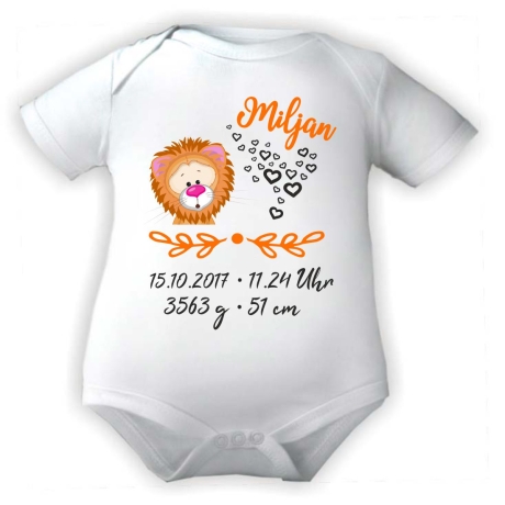Baby Body SWEET LÖWE personalisiert mit Geburtsdaten/Name