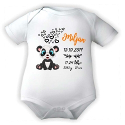 Baby Body kurz CUTE PANDA personalisiert mit Geburtsdaten+Name