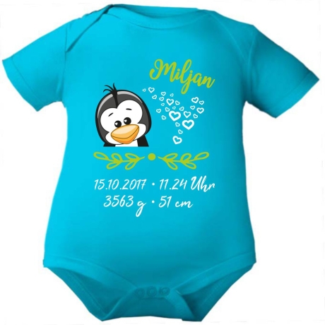 Baby Body SWEET PINGUIN personalisiert mit Geburtsdaten/Name