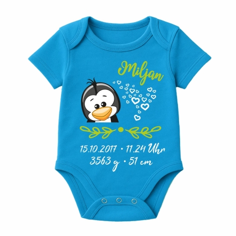 Baby Body SWEET PINGUIN personalisiert mit Geburtsdaten/Name