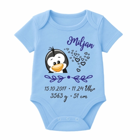 Baby Body SWEET PINGUIN personalisiert mit Geburtsdaten/Name