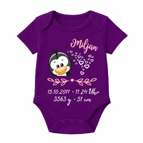 Baby Body SWEET PINGUIN personalisiert mit Geburtsdaten/Name