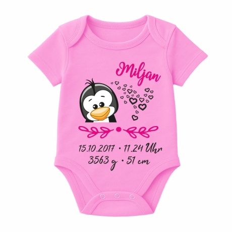 Baby Body SWEET PINGUIN personalisiert mit Geburtsdaten/Name