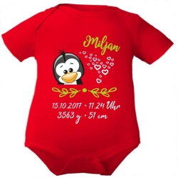 Baby Body SWEET PINGUIN personalisiert mit Geburtsdaten/Name