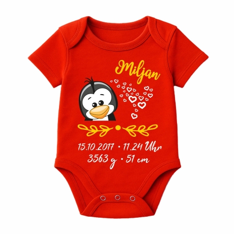 Baby Body SWEET PINGUIN personalisiert mit Geburtsdaten/Name