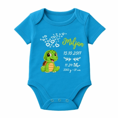 Baby Body kurz CUTE SCHILDKRÖTE personalisiert mit Geburtsdaten
