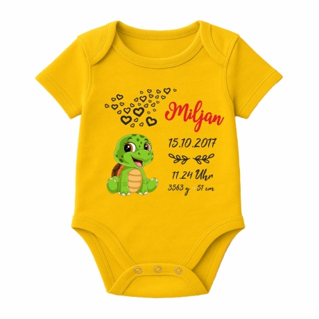 Baby Body kurz CUTE SCHILDKRÖTE personalisiert mit Geburtsdaten